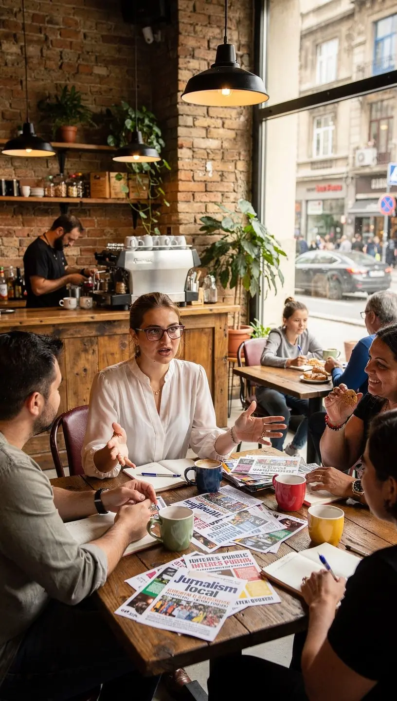 Illustration of community-driven news platform operations.